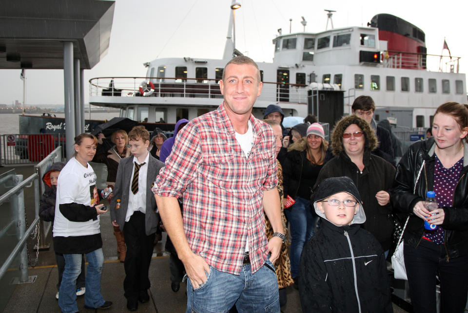 The X Factor wild card contestant Christopher Maloney visits his home city of Liverpool to see his family and whip up some support by hopping on the Mersey ferry to entertain local fans with a quick musical performance. Liverpool, England - 03.10.12 Where