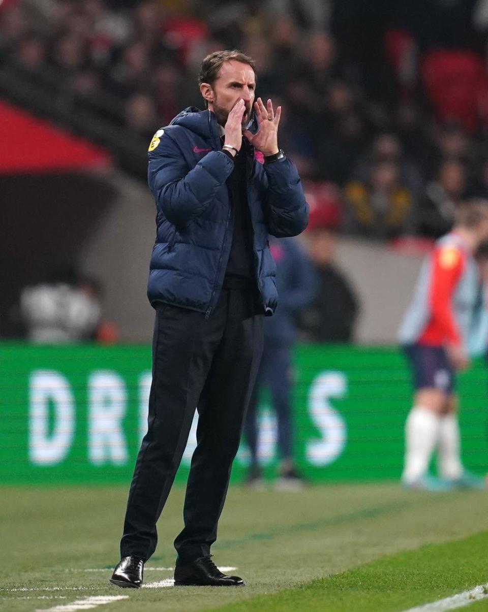 England manager Gareth Southgate watches his side’s win over Ivory Coast (Nick Potts/PA). (PA Wire)