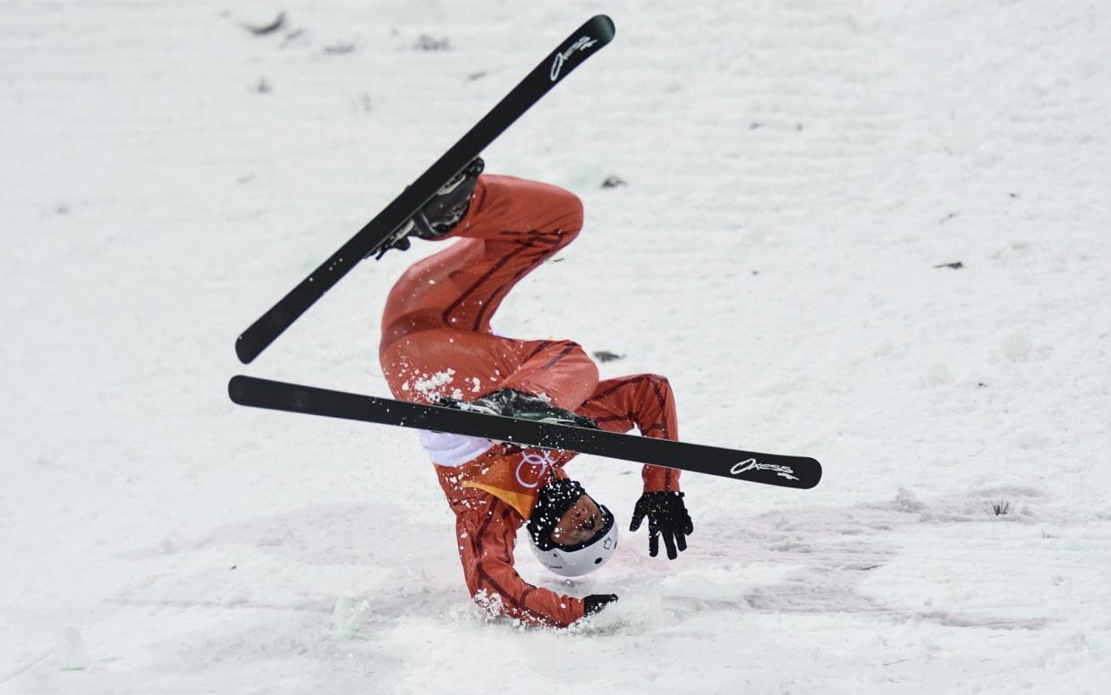 Crash, bang, wallop – the Winter Olympics have seen a number of athletes hitting the deck, like Belarus' Stanislau Hladchenko in the moguls - This content is subject to copyright.
