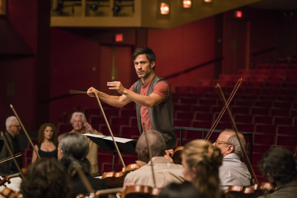 Gael Garcia Bernal conducting in Mozart in the Jungle