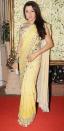 Kaykasshan Patel’s light yellow sari and structured blouse are the way to go for a for a day wedding or reception we feel.