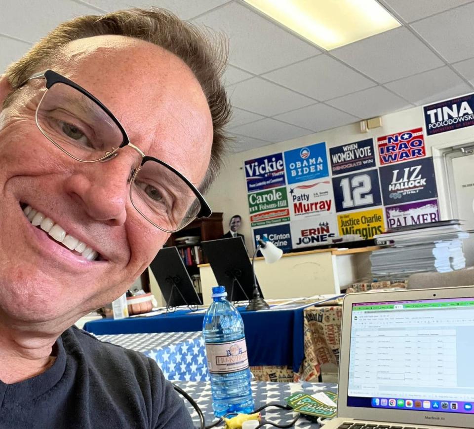 Doug White making calls to potential supporters (Doug White for Congress)