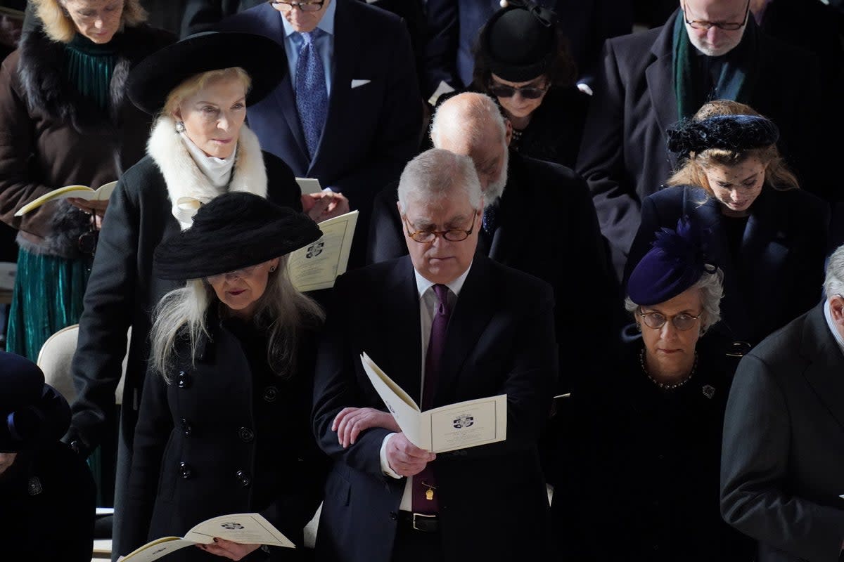 Andrew reads from the service book at the thanksgiving ceremony for Constantine at St George’s Chapel (Getty Images)