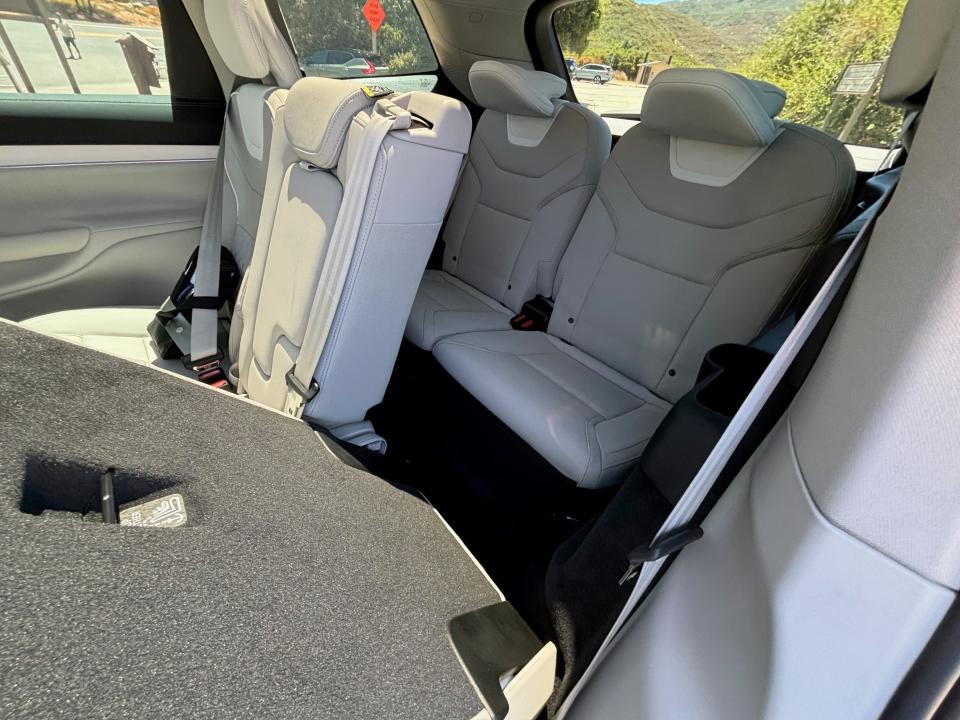 The third row of seats in the 2025 Volvo EX90 EV doesn't offer much space.