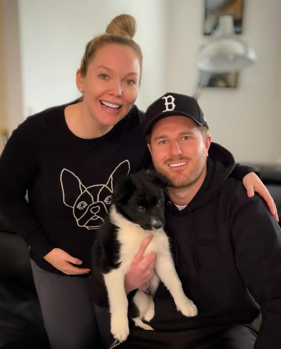 Married At First Sight's Bryce Ruthven and Melissa Rawson with their puppy