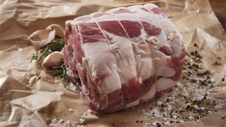 pork shoulder loin on butcher paper