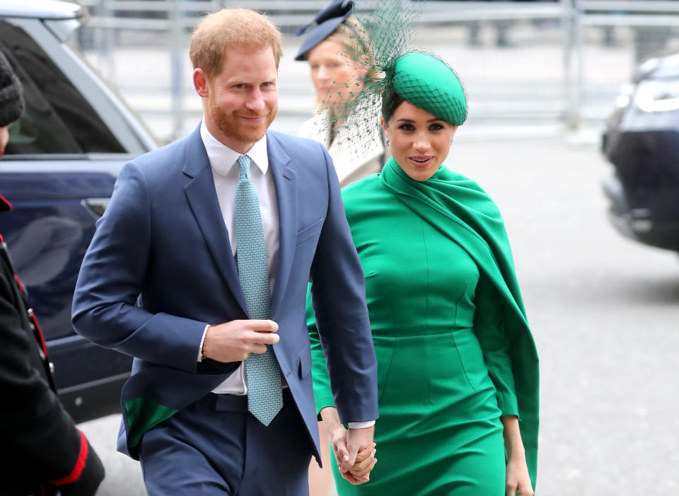 LONDON, ENGLAND - MARCH 09: Prince Harry, Duke of Sussex and Meghan, Duchess of Sussex attend the Commonwealth Day Service 2020 at Westminster Abbey on March 09, 2020 in London, England. The Commonwealth represents 2.4 billion people and 54 countries, working in collaboration towards shared economic, environmental, social and democratic goals. (Photo by Chris Jackson/Getty Images)