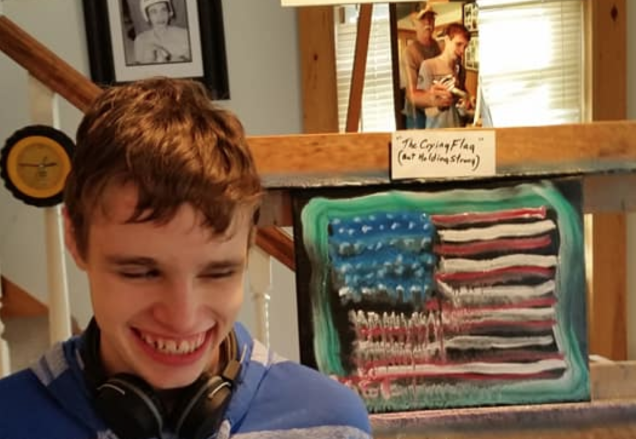 A blind, autistic boy received a letter from President Donald Trump after sending him a painting of the American flag. (Photo: Facebook)