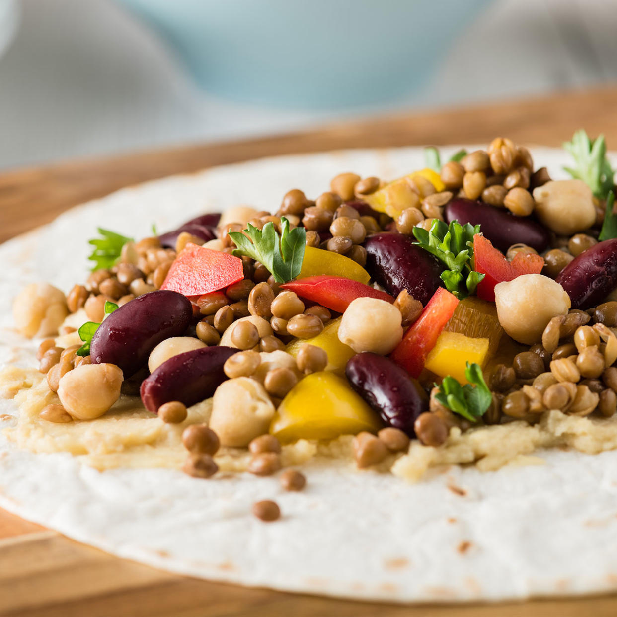 vegetarian wrap with lentils and beans