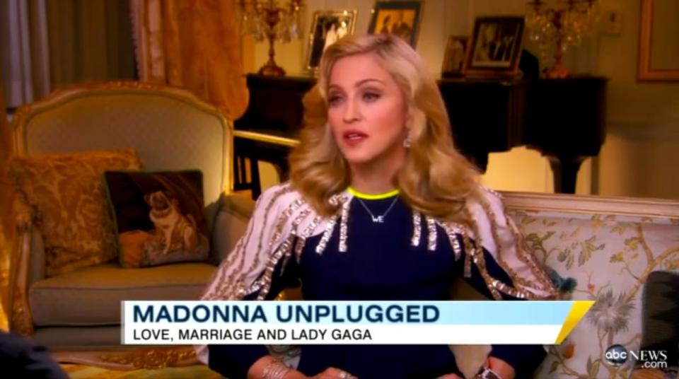 <em>Jan. 12, 2012</em>  Lady Gaga fueled Madonna comparisons from the first moment she hit the big leagues, and the original Material Girl did not shy away from making her feelings on the similarities known. During a <a href="http://www.youtube.com/watch?v=UJuYjtp70jc" target="_blank">January 2012 interview with ABC News</a>, Madonna called Lady Gaga "reductive" and then told the world to "look it up." She later crooned out a few bars of Gaga's "Born This Way" at the close of the similar-sounding "Express Yourself" on the "MDNA" Tour.