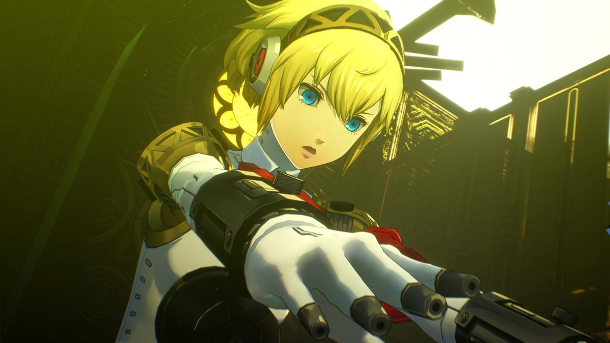  Aigis from Persona 3 Reload readies her weapon. 