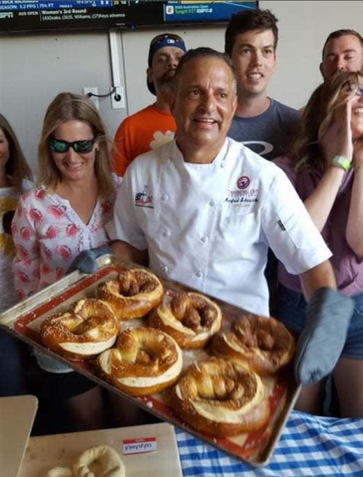 Manfred Schmidtke will be baking his Bavarian pretzels on site for Steam Horse Brewing's fourth anniversary celebration.