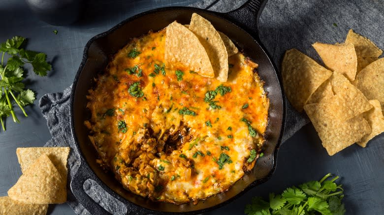 Queso dip with chips