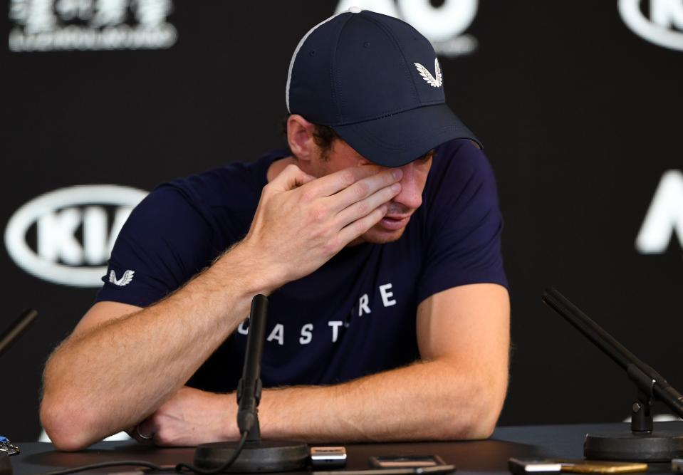 An emotional Andy Murray talks to the media at January's Australian Open. (Credit: Getty Images)