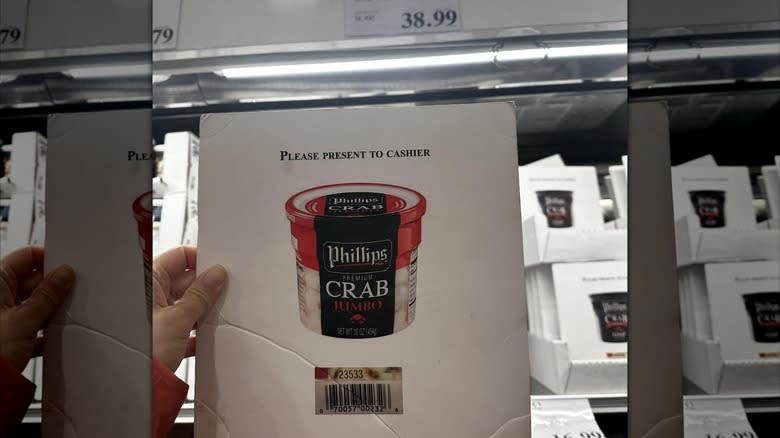 Printed photo of crab at Costco