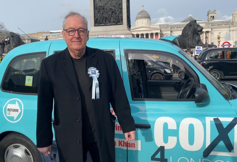 Reform UK London Mayoral Candidate Howard Cox at an anti-Ulez protest in Trafalgar Square (PA)