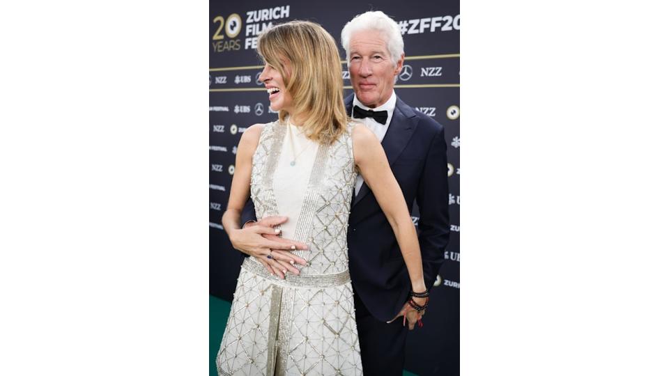 Alejandra Gere and Richard Gere attend the "Wisdom of Happiness" green carpet during the 20th Zurich Film Festival 