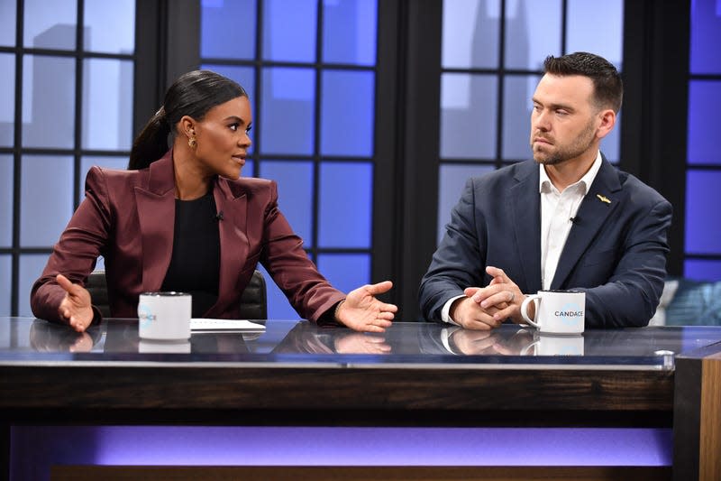 NASHVILLE, TENNESSEE - MAY 03: Candace Owens and Jack Posobiec are seen on set of “Candace” on May 03, 2022 in Nashville, Tennessee. The show will air on May 03, 2022. - Photo: Jason Davis (Getty Images)