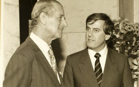 Gyles Brandreth with Prince Philip  - Credit: Roger Taylor