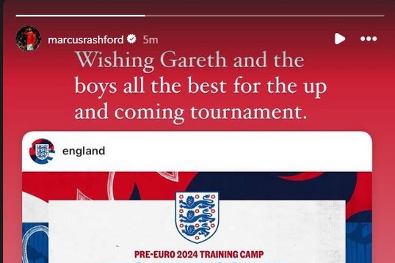 Marcus Rashford's post on Instagram after being left out of the England squad for Euro 2024