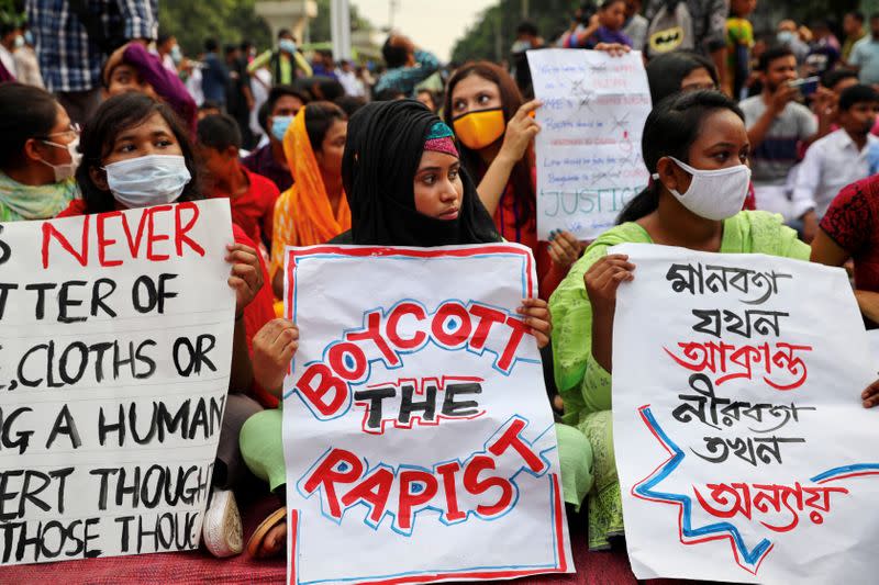 Protest demanding justice for an alleged gang rape of a woman, in Dhaka