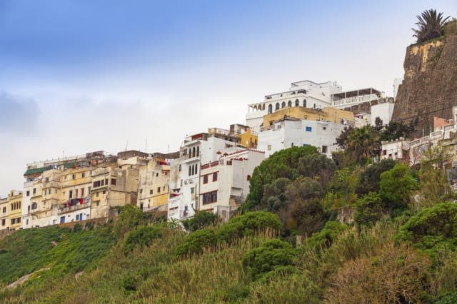 Tangier town, Morocco. Old white houses in Medina