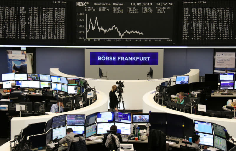 The German share price index DAX graph is pictured at the stock exchange in Frankfurt, Germany, February 19, 2019. REUTERS/Staff
