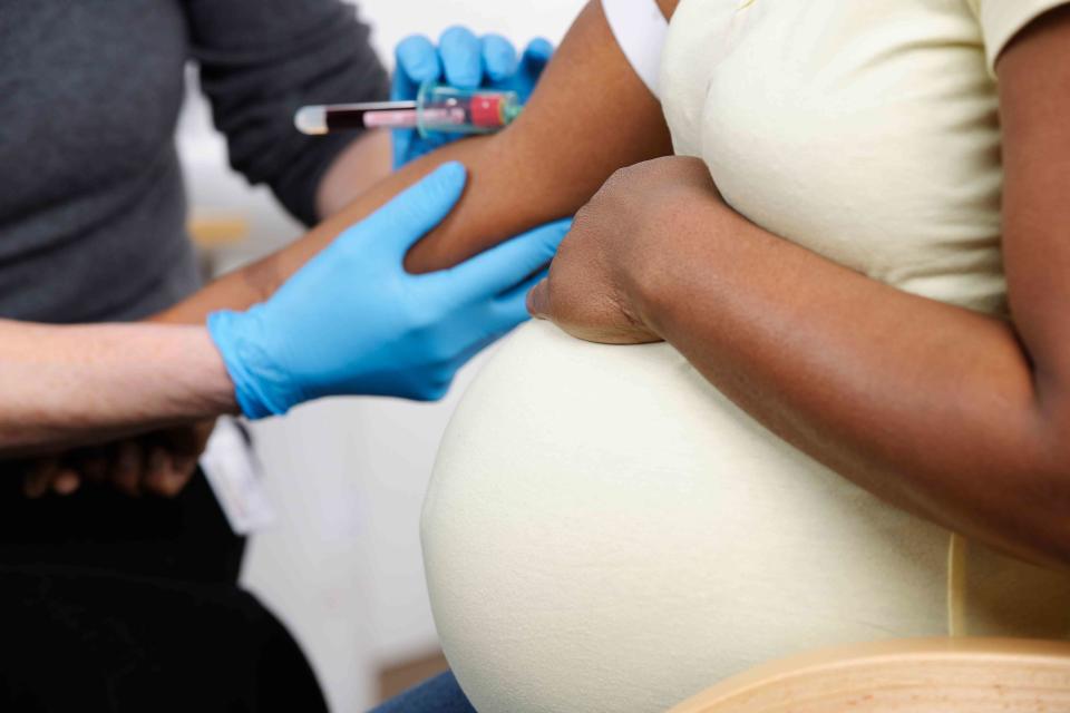 <p>Getty /iStockphoto</p> A new blood test can determine the risk of developing preeclampsia during pregnancy.