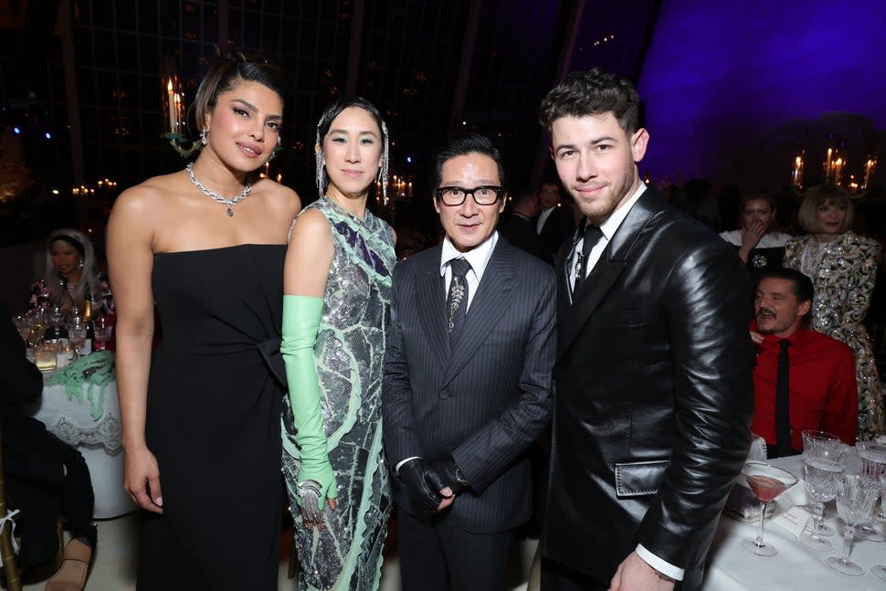 Priyanka Chopra Jonas, Eva Chen, Ke Huy Quan, and Nick Jonas attends The 2023 Met Gala Celebrating 