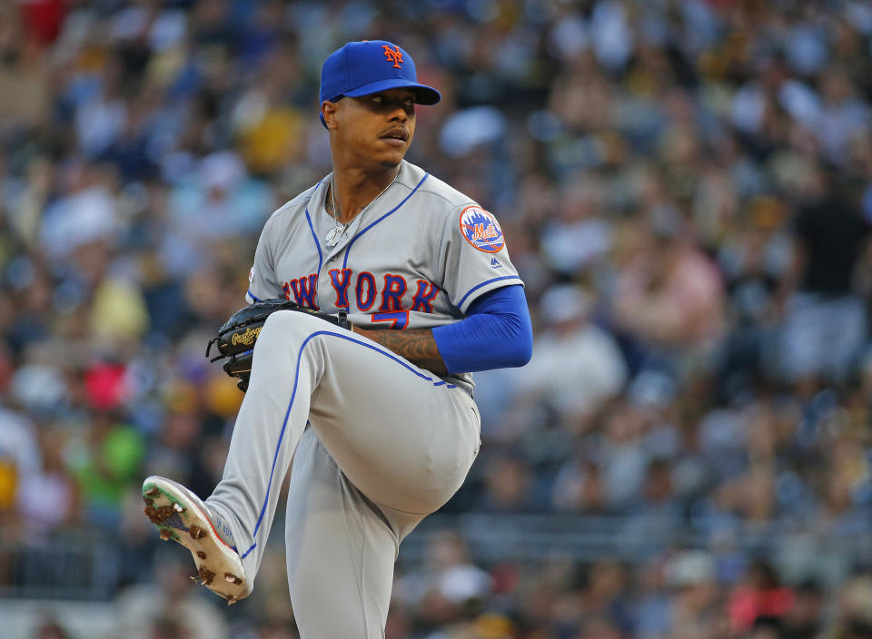 PITTSBURGH, PA - AUGUST 03:  Marcus Stroman #7 of the New York Mets in action against the Pittsburgh Pirates at PNC Park on August 3, 2019 in Pittsburgh, Pennsylvania.  (Photo by Justin K. Aller/Getty Images)