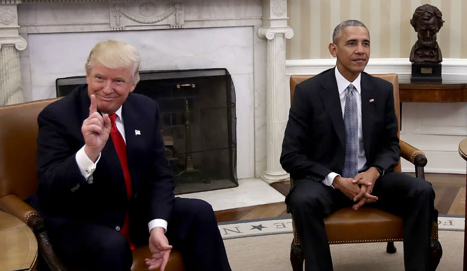 President Obama And Donald Trump Talking