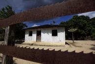 A boy stands at the door of his house, seen through a fence made from the discarded sawmill blades, in Nova Esperanca do Piria, in Para state in this September 29, 2013 file photo. To match Special Report BRAZIL-DEFOREST/ REUTERS/Ricardo Moraes/Files (BRAZIL - Tags: ENVIRONMENT CRIME LAW POLITICS BUSINESS)