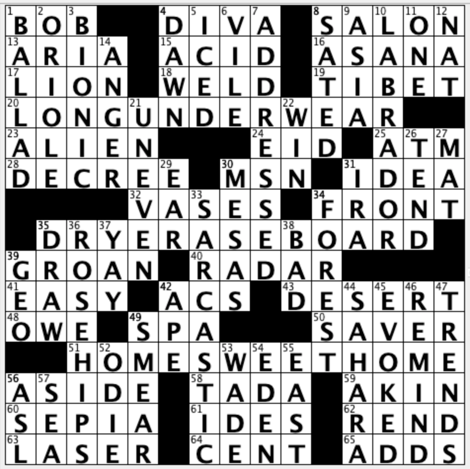 March 18, 2024 Crossword Solution