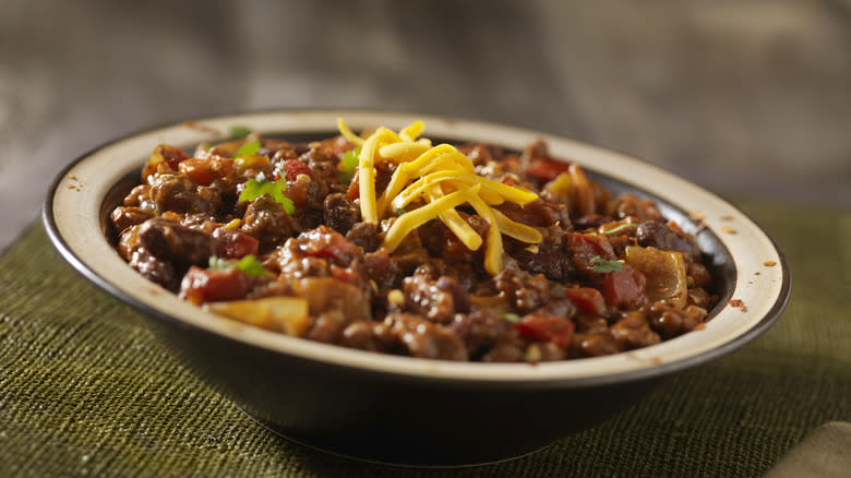 Beef chili in bowl