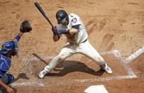 Jul 11, 2018; Minneapolis, MN, USA; Minnesota Twins second baseman Brian Dozier (2) dodges the pitch by the Kansas City Royals in the fourth inning at Target Field. Mandatory Credit: Bruce Kluckhohn-USA TODAY Sports