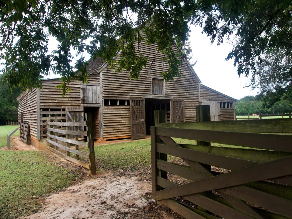 Barn with wooden fence at Jimmy Carter's boyhood farm
