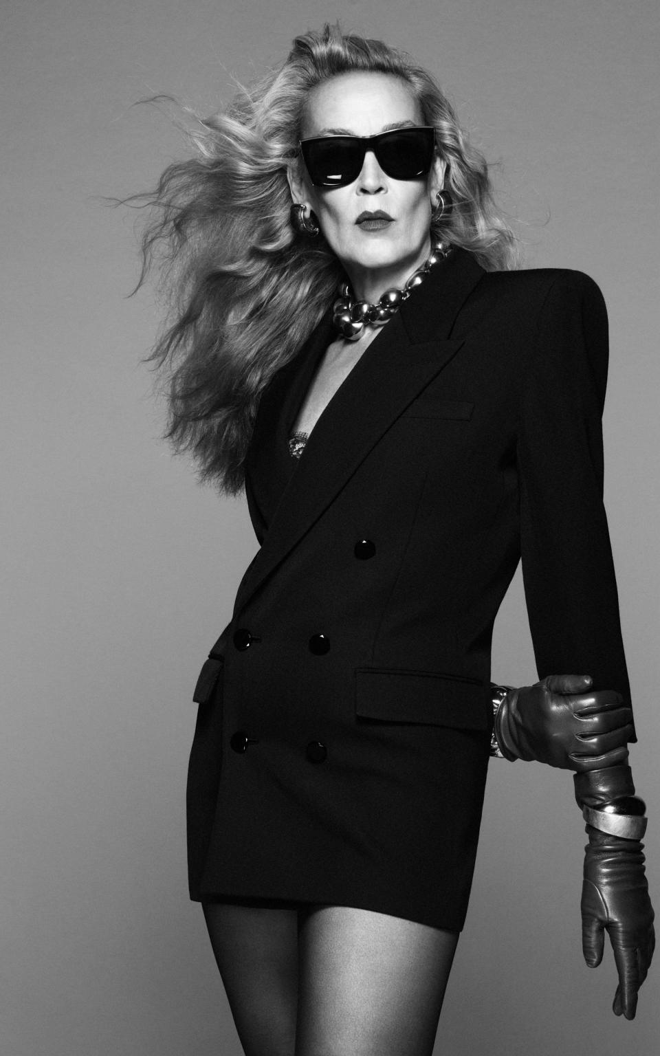 Jerry Hall shot by David Sims for Saint Laurent. Art direction by Anthony Vaccarello - SAINT LAURENT