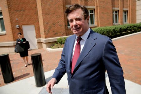 FILE PHOTO: President Trump's former campaign chairman Paul Manafort departs U.S. District Court after a motions hearing in Alexandria, Virginia, U.S., May 4, 2018.  REUTERS/Jonathan Ernst/File Photo