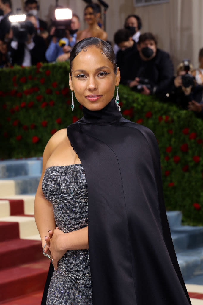 A closeup of Alicia Keys smiling