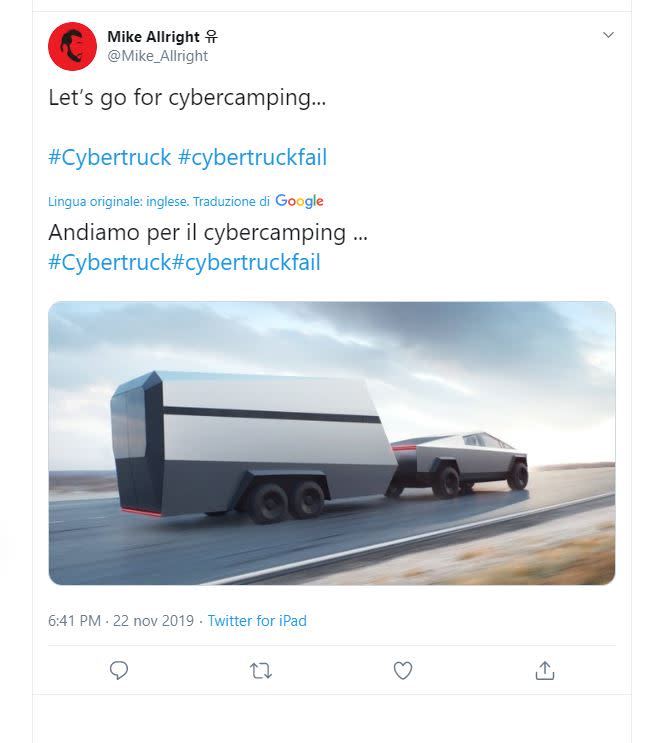 Decine di fotomontaggi di Elon Musk nei panni di Doc o al posto di Marty di "Ritorno al Futuro" perchè la sua nuova creazione assomiglia alla famosa Delorean. Cybertruck secondo alcuni utenti è l'evoluzione di Saetta McQueen, mentre per altri è nata dall'unione tra un'utilitaria e una moka per caffè. O magari è semplicemente il disegno di un bambino di 8 anni.