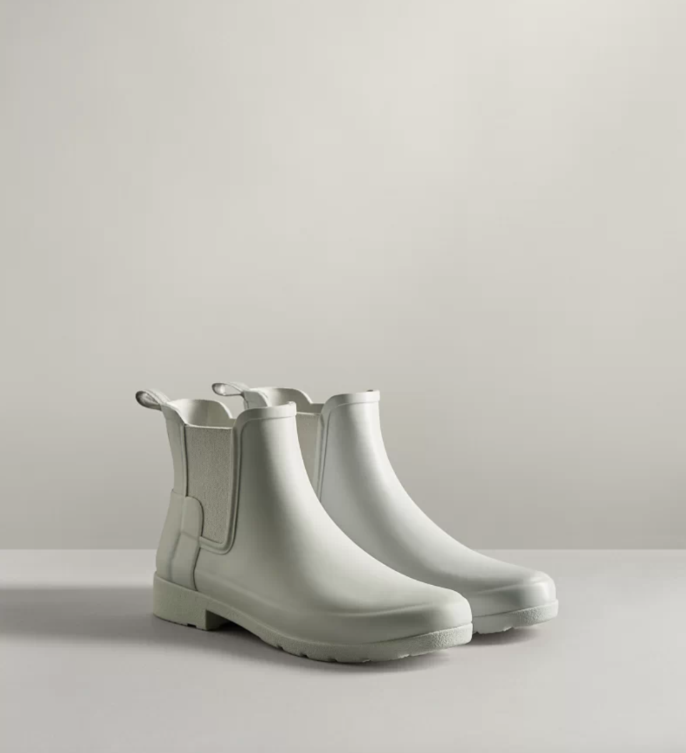 white beige hunter boots Refined Slim Fit Chelsea Boots 