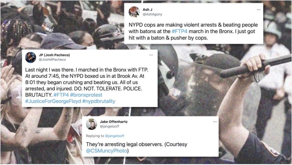George Floyd protesters responded online to a mass NYPD arrest in June of 2020 in the Mott Haven neighborhood of the South Bronx.