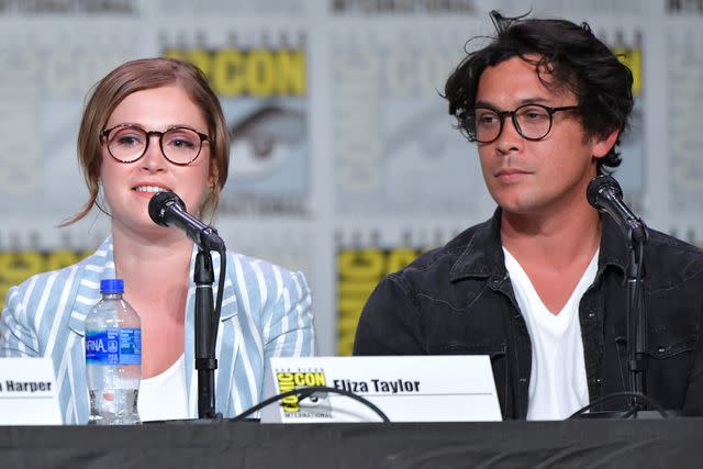 <p>Amy Sussman/Getty</p> Eliza Taylor and Bob Morley