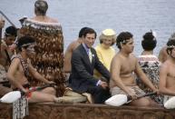 <p>Prince Charles and Princess Diana take a Māori canoe trip on their visit in New Zealand. <br></p>