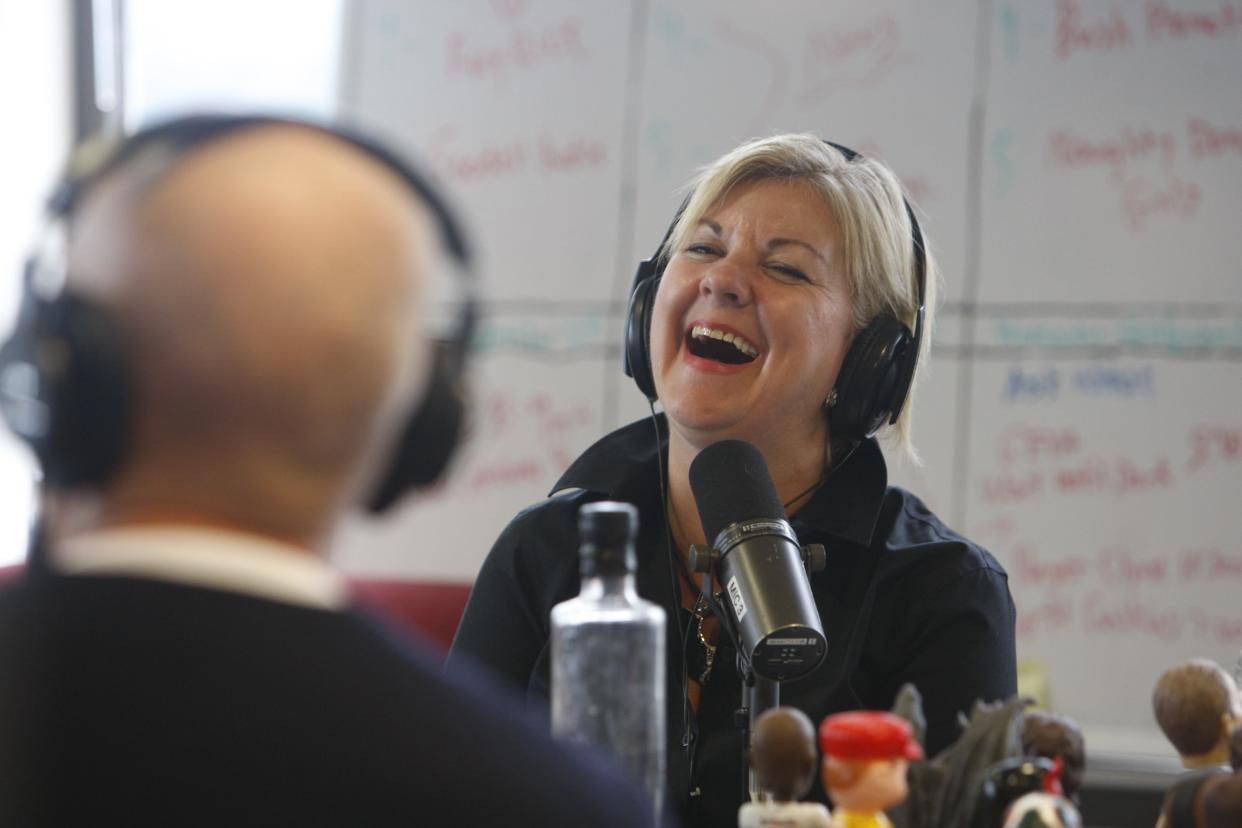 File Photo: Kimberly and Beck during radio broadcast.