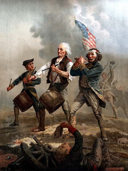 Originally entitled "Yankee Doodle," this is one of several versions of a scene painted by A.M. Willard in the late 19th century that came to be known as "The Spirit of '76." The life-sized original hangs in Abbot Hall in Marblehead, Mass.