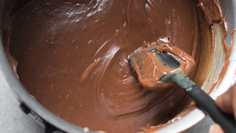 spatula in pot of fudge