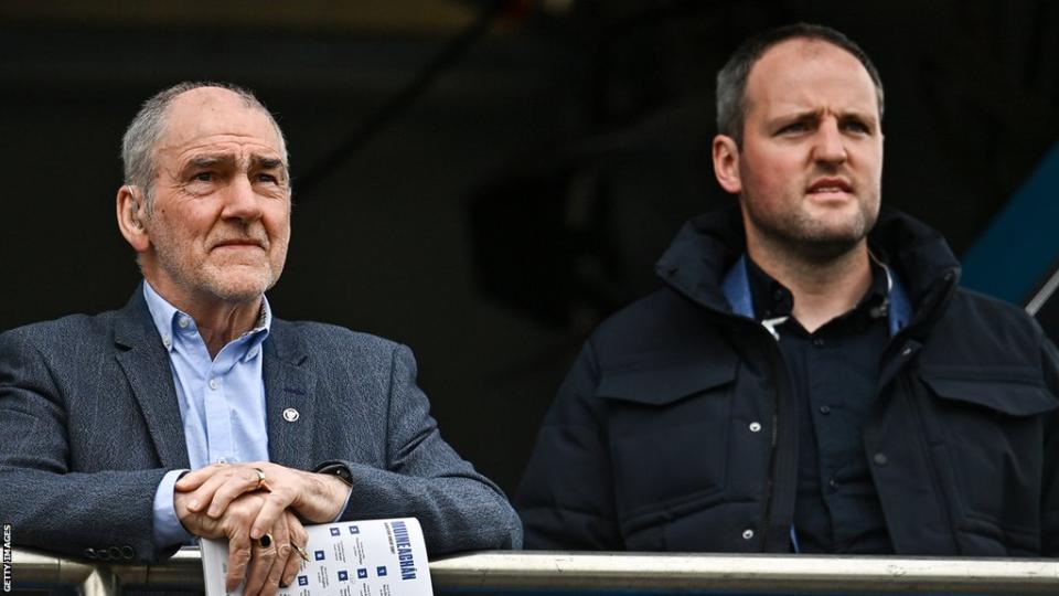 Michael Murphy and Mickey Harte watch Tyrone v Monaghan in last year's Ulster Championship