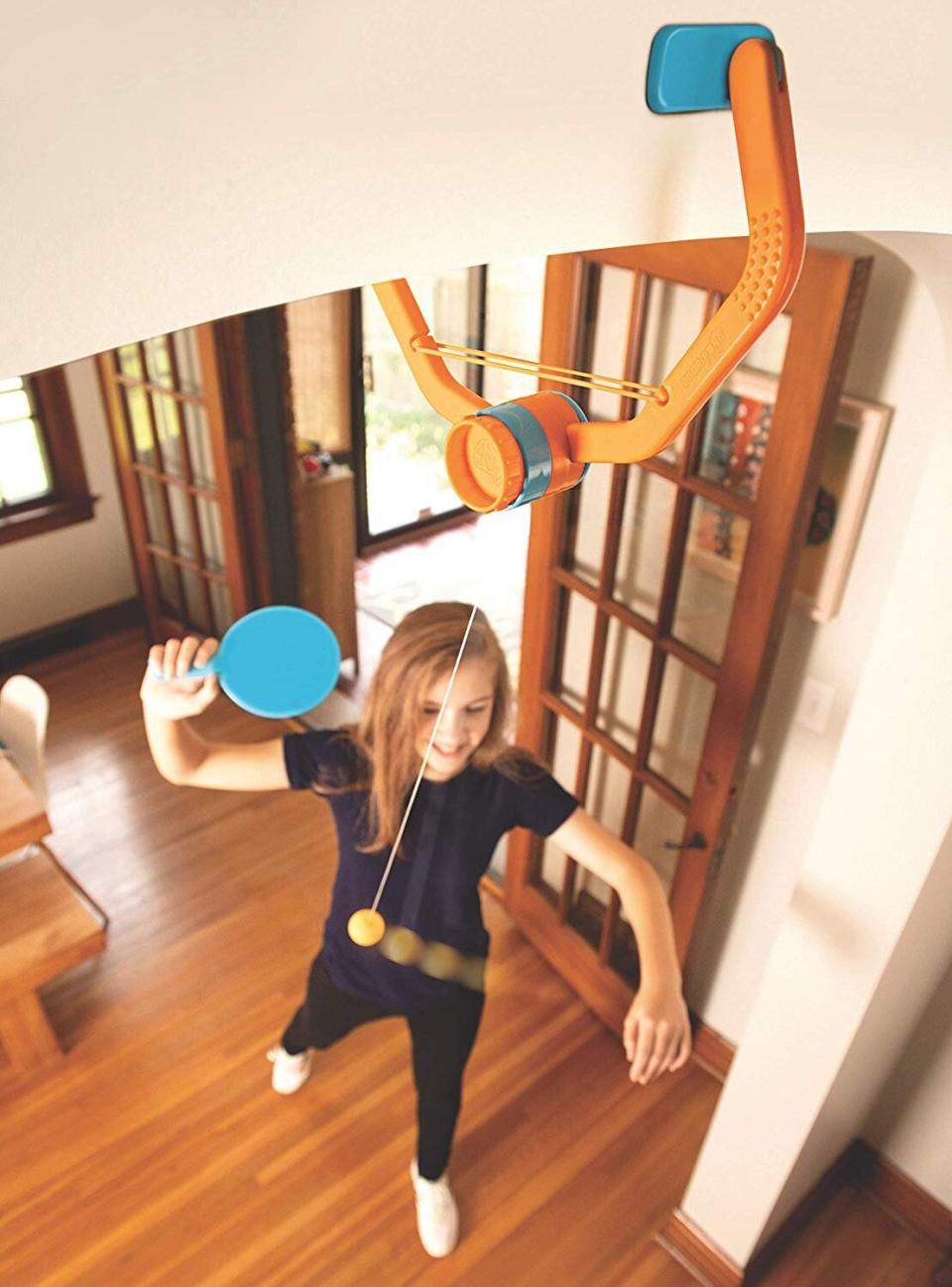 A safe and fun way to hit a ball around inside? Most parents wouldn&rsquo;t have believed it existed &mdash; until seeing&nbsp;<strong><a href="https://amzn.to/2rIhp7Z" target="_blank" rel="noopener noreferrer">this "Door Pong" set</a></strong>. It's a way to play ping-pong indoors without a table, and without fear of destroying the house. <strong><a href="https://amzn.to/2rIhp7Z" target="_blank" rel="noopener noreferrer">Get it on Amazon</a></strong>.