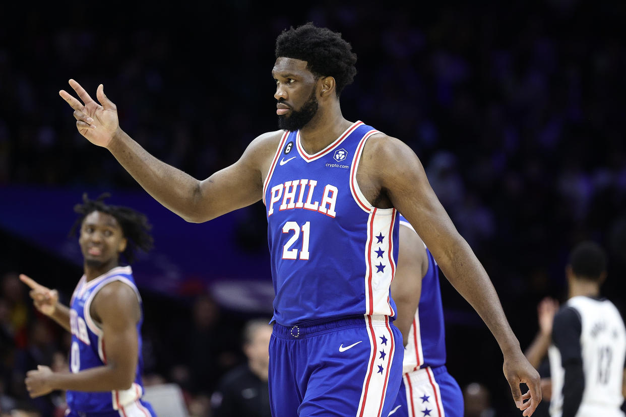 Joel Embiid narrowly missed being named an All-Star Game starter, ending a five-year streak in the Eastern Conference. (Tim Nwachukwu/Getty Images)